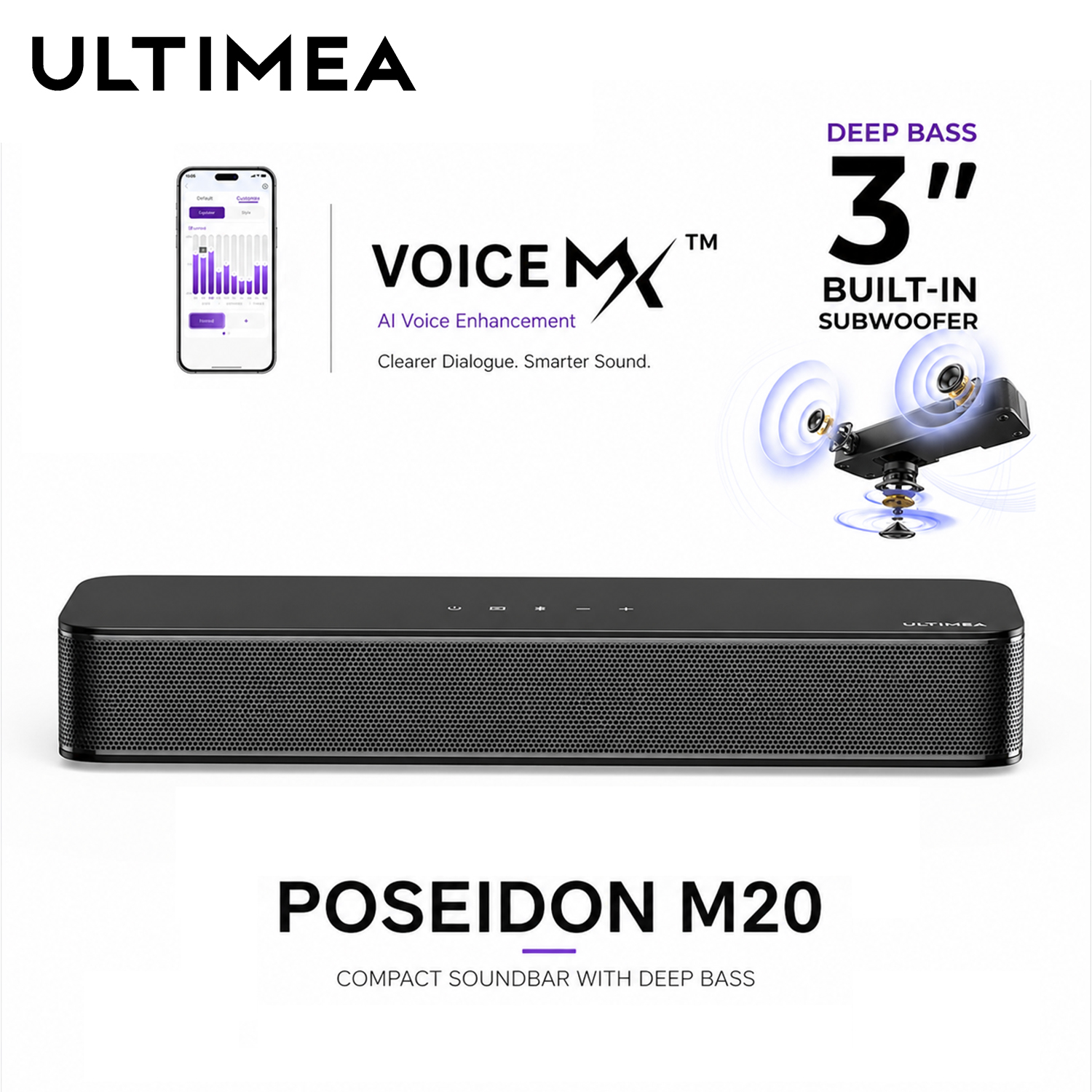 Home Cinema Ultimea - ULTIMEA 2.1 Channel Compact Soundbar for