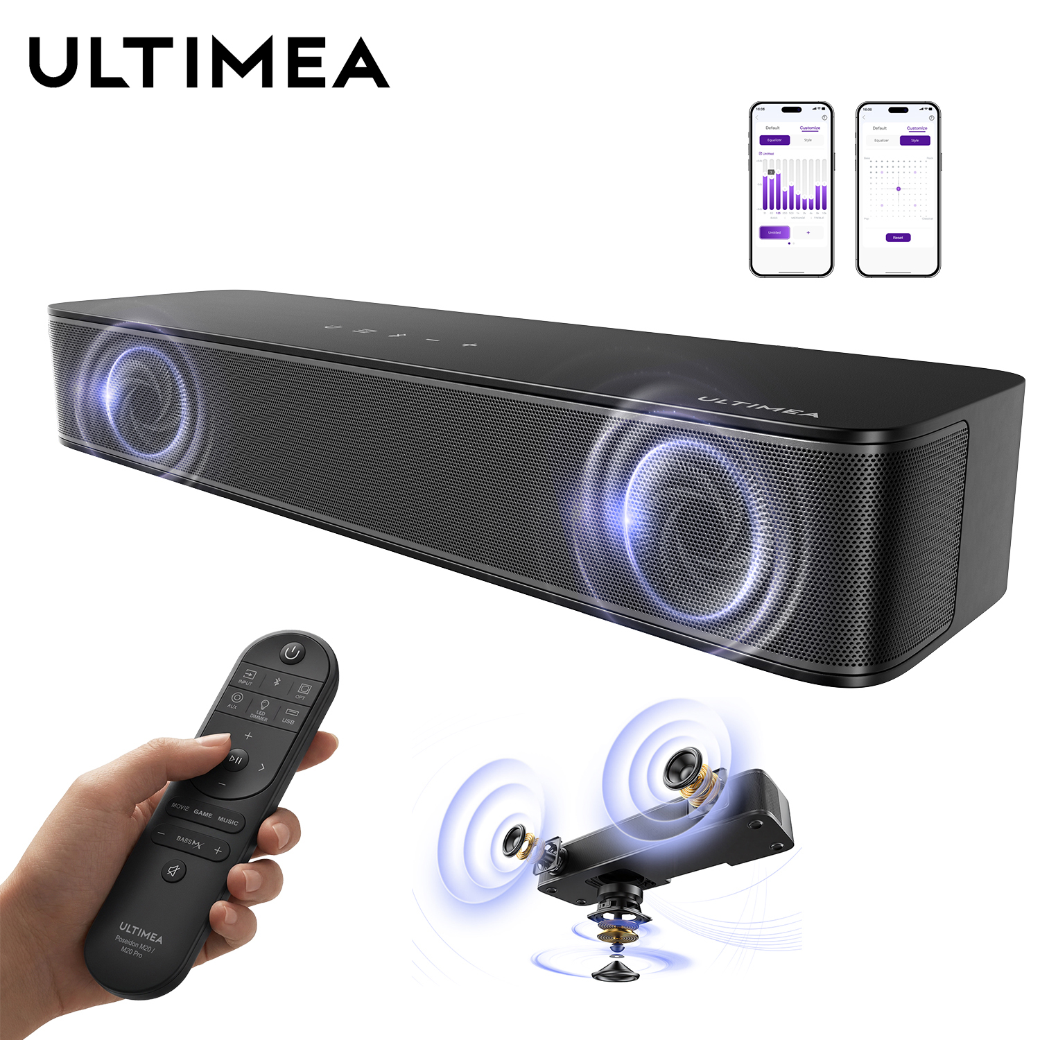 Home Cinema Ultimea - ULTIMEA 120W 2.1ch Compact Soundbar for